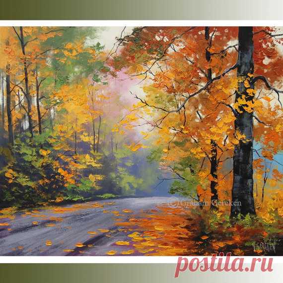 ОСЕНЬ Живопись Дерево Картина маслом дерева по GerckenGallery на Etsy