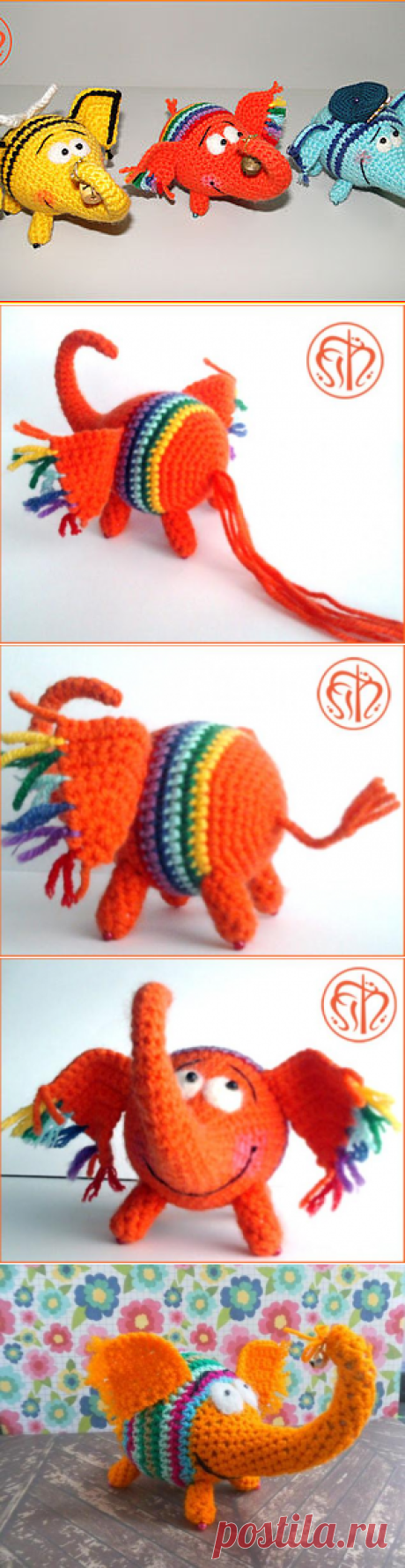 Вязаные радужные слоники - Ярмарка Мастеров - ручная работа, handmade