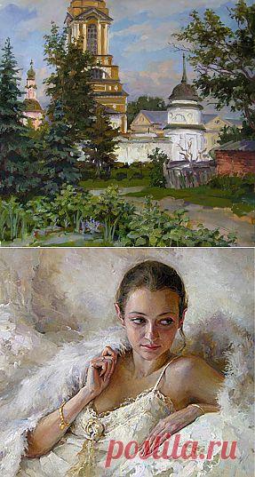 Улочка в Суздале (х.м. 60-60см.) 2008.  П.Лучанова.  Портрет Галины.