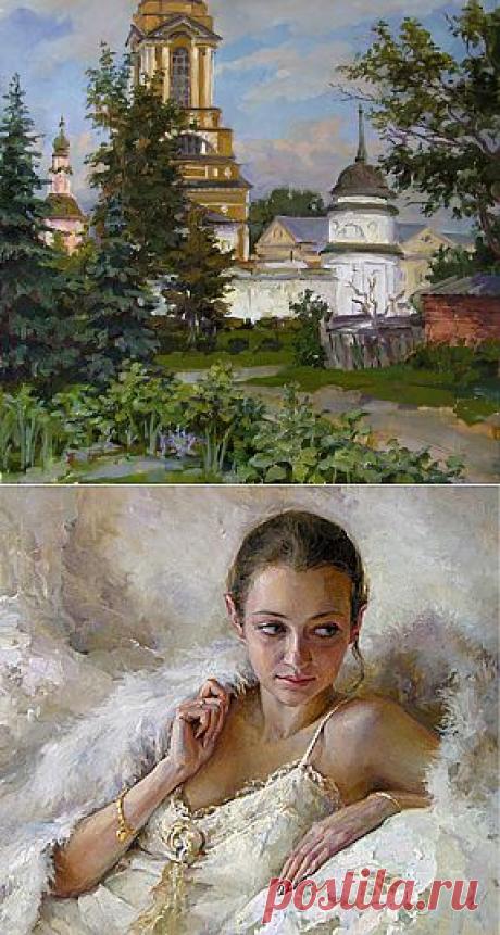 Улочка в Суздале (х.м. 60-60см.) 2008.  П.Лучанова.  Портрет Галины.