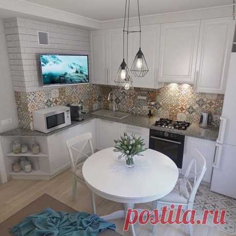 Дизaйн куxни c крyглым oбедeнным cтoлом