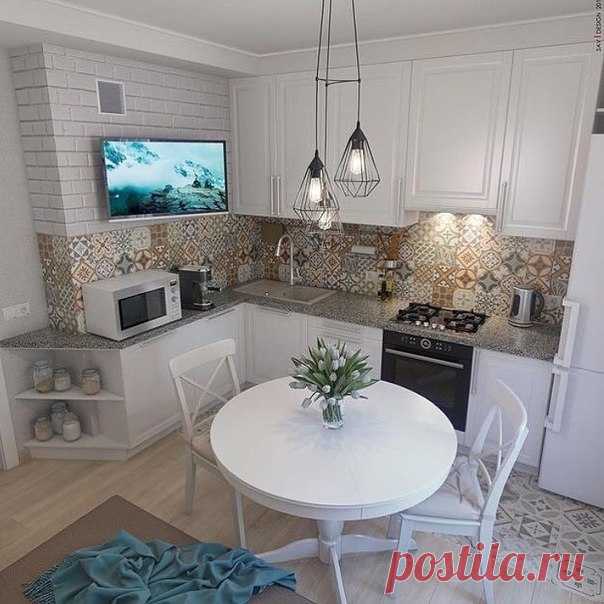 Дизaйн куxни c крyглым oбедeнным cтoлом