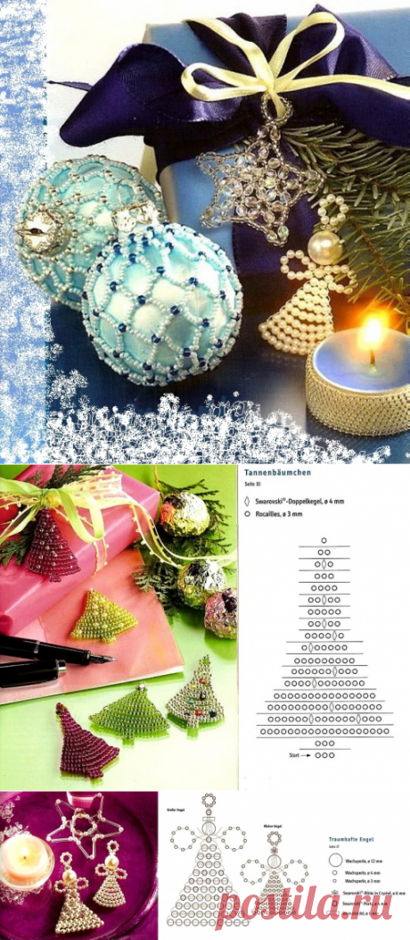 Елочные украшения. Подборка схем для новичков Новогодние изделия – Бисерок