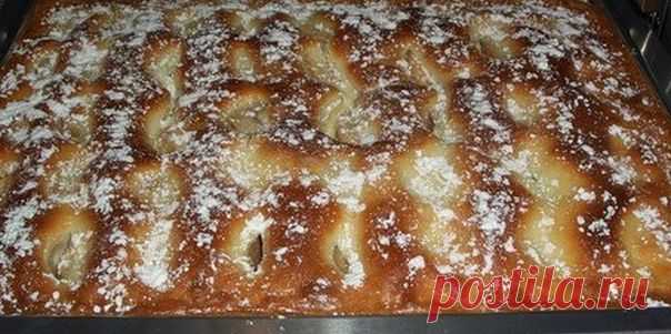 Яблочный пирог с заливкой из сметаны.