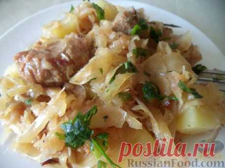 Рецепт: Капуста, тушенная с грудинкой и картофелем на RussianFood.com