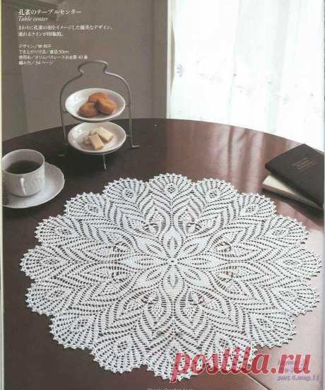 Салфетка крючком -узор павлинье перо. Ажурное вязание для дома со схемами |
