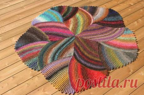 Коврик спицами в технике энтерлак.