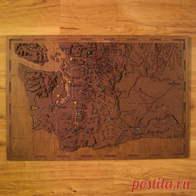 Топографическая карта (проектирование, резка, сборка) В этой статье мастер расскажет нам, как он сделал топографическую карту.Основные этапы создания карты.1.Проектирование карты2.Преобразование в формат для лазерной резки3.Лазерная резка4.Сборка карты Инструменты и материалы:-Пробка;-Фанера;-Столярный клей;-Суперклей;-Морилка;-Малярная кисть;-Булавки