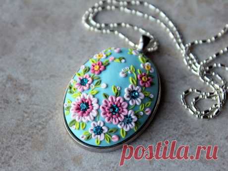 Jolie pâte polymère pâte Applique Collier par charancreations