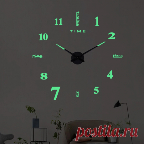 27/37/47 inch 3D DIY Wall Clock Silent Large Quartz Luminous Wall Night Clocks - US$6.37