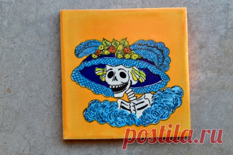 1Azulejos Mexicanos pintado a mano del dias de los muertos/ Catrínas - Etsy Chile