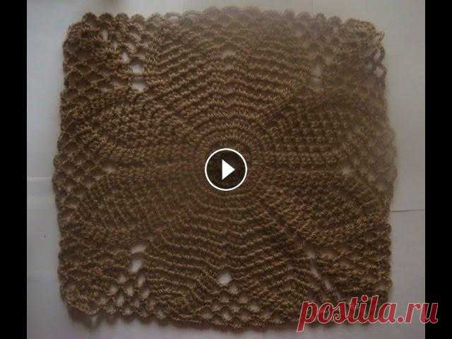Большой квадратный мотив.Square crochet motif Собираем коллекцию узоров крючком. Этот мотив подойдет для вязания пледа, скатерти, а можно использовать как салфетку....