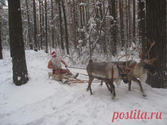 зимние плавание в проруби + бег по снегу босиком