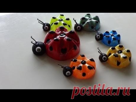 Recycled Art Ideas for Kids: Ladybug's Family from Plastic Bottles