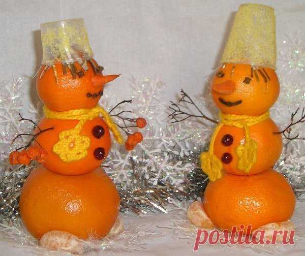 Мандариновые снеговики! — Поделки с детьми