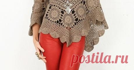 Очень эффектная туника мотивами Irish lace, crochet, crochet patterns, clothing and decorations for the house, crocheted.