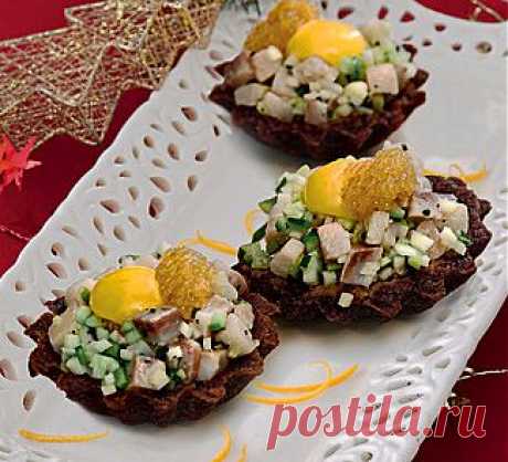 Тарталетки с тартаром из сельди, закуска. Пошаговый рецепт с фото на Gastronom.ru