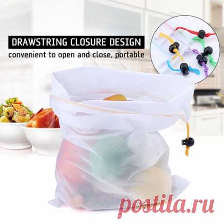 5pcs Colorful Reusable Fruit Vegetable Bags Net Bag Produce Washable Mesh Bags Kitchen Storage Bags Toys Sundries - купить по выгодной цене | AliExpress