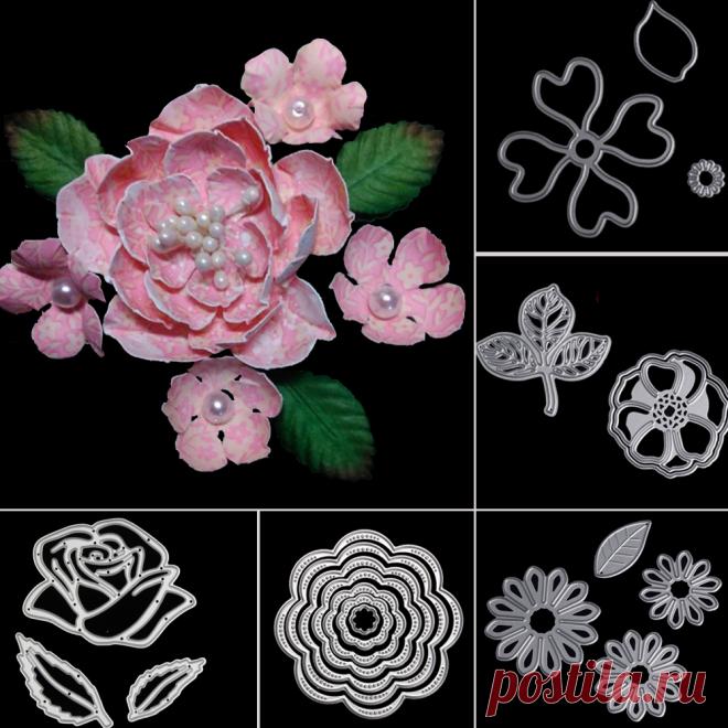 Розы Листья из металла Штанцевые формы для Скрапбукинг Die Cut DIY Бумага карты корабль snijmal en Тиснение Резка Инструменты купить на AliExpress