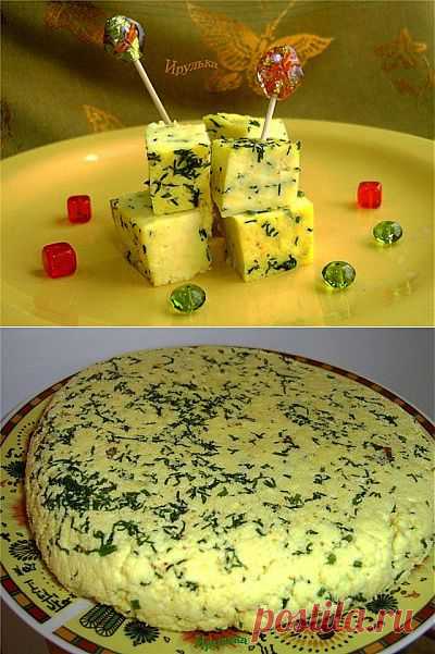 Домашний сыр с карри и укропом