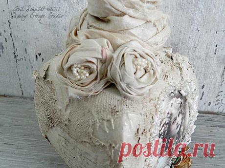 Art Bottle Romantic Paris and Roses от shabbycottagestudio