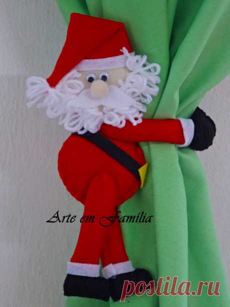 Papai-Noel de Cortina (un.) no Elo7 | Arte em Família (127DF1)