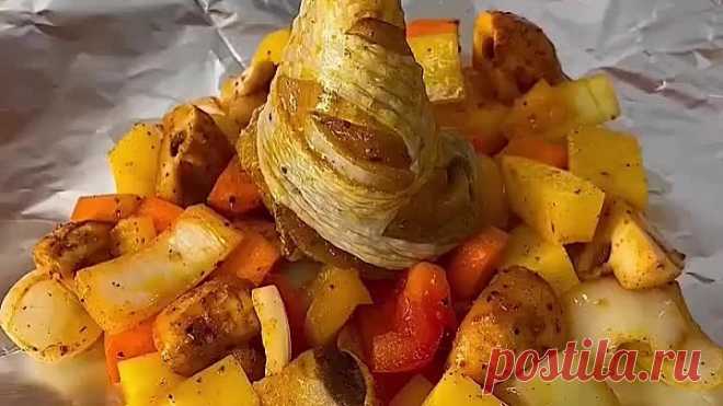 Это идеально пропеченная картошечка с овощами и с курицей