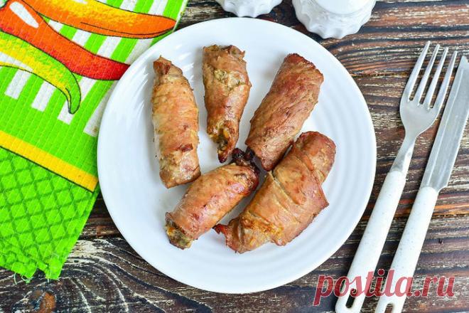 Крученики из свинины. Начинка грибы и рис