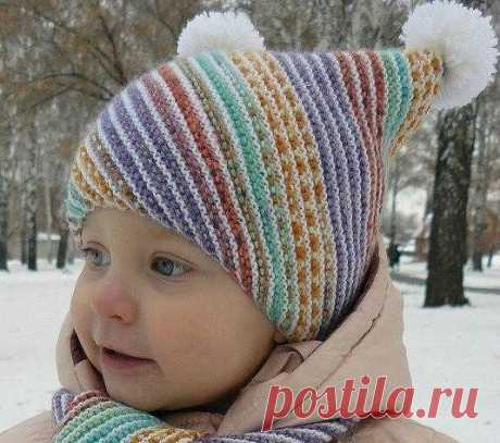 Детская шапочка и шарфик «По диагонали»