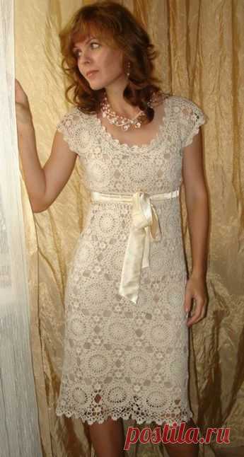 Short-sleeved summer crochet dress,gift ideas, masterpiece