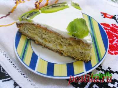 Бисквитный торт с маком и сметанным кремом