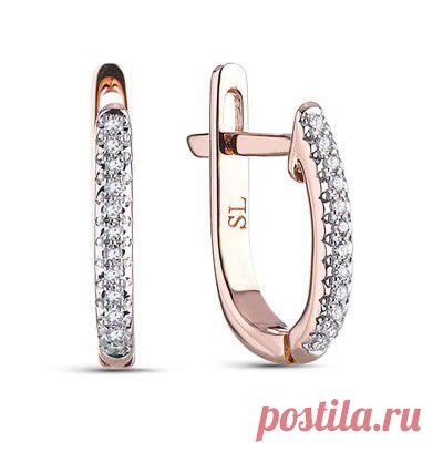 Золотые серьги с бриллиантами купить по цене 8991 руб.: розовое золото 585 пробы, 24 бриллианта. Смотреть фото и описание 11910 - Sunlight Brilliant