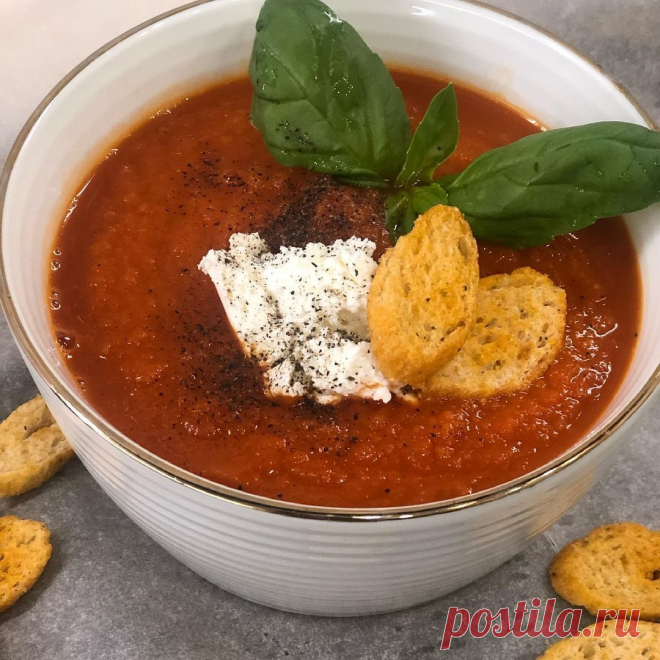 Томатный крем суп получается вкусным, сытным и невероятно аппетитно выглядит. Вы останетесь от него в полном восторге. #суп