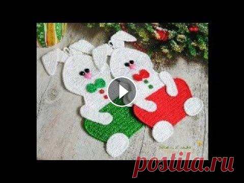 Братцы-кролики. Вязаные крючком декоративные прихватки. Братцы-кролики. Вязаные крючком декоративные прихватки. Представлено четыре варианта декора прихваток:...