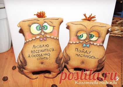 Купить Кофейные позитивчики: Совушки - коричневый, кофейные позитивчики, кофейные игрушки, кофейный, позитив