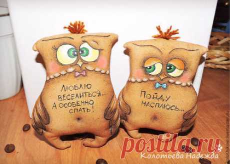 Купить Кофейные позитивчики: Совушки - коричневый, кофейные позитивчики, кофейные игрушки, кофейный, позитив