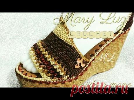 ZAPATO TONOS TIERRA - TEJIDO EN CROCHET