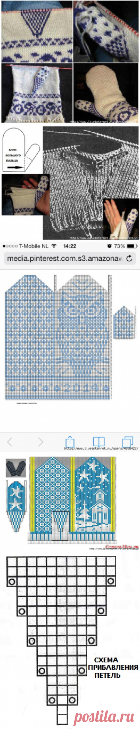 Учимся вязать большой палец варежки клином.