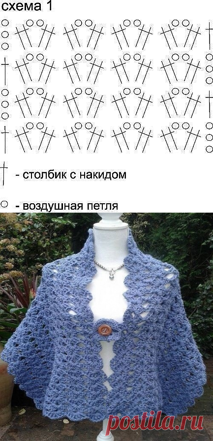 Нарядная накидка, связанная в виде простого прямоугольника — Сделай сам, идеи для творчества - DIY Ideas