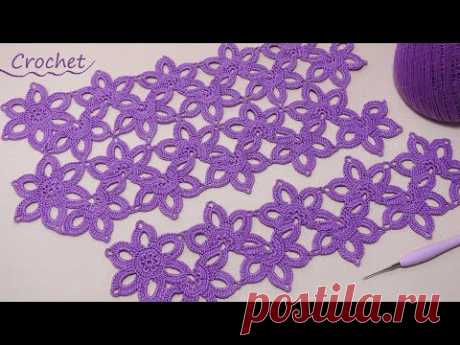 Цветочное ЛЕНТОЧНОЕ КРУЖЕВО вязание крючком для начинающих🌸Easy to Crochet TAPE LACE Tutorial🌸