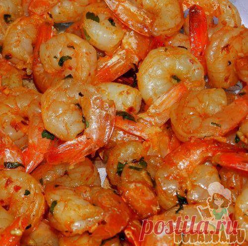 Рецепт: Запеченные креветки в чесночном соусе