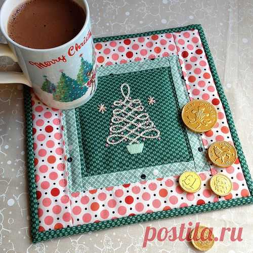 Подставка для кружки с новогодней вышивкой - 101HandMade