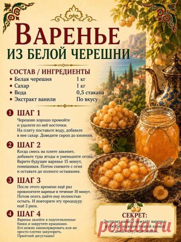 Варенье из белой черешни