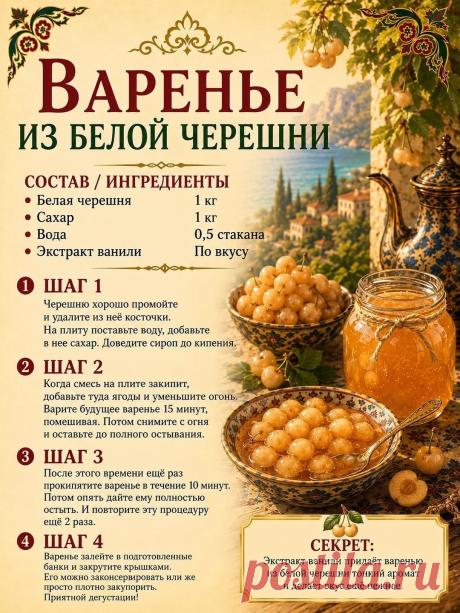 Варенье из белой черешни