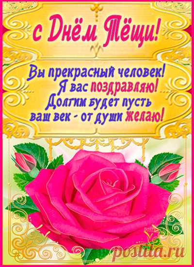 Вас с Днем тещи поздравляю!
Это статус не простой.
Стать зятьку любимой мамой
Вам приказано судьбой. Открытки на День тещи!