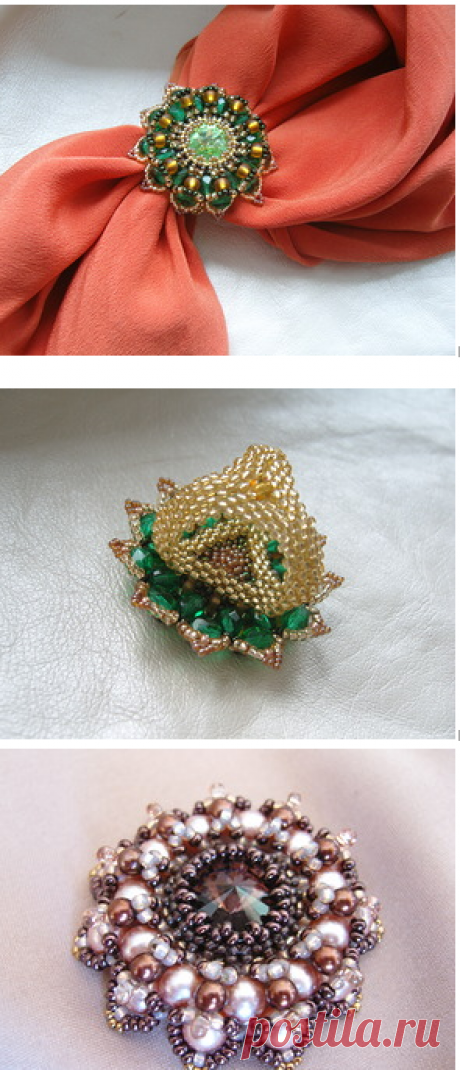 Зажимы для платка по схеме "Гранада". | biser.info - всё о бисере и бисерном творчестве