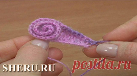 Простой цветок с лепестками завитками - Урок крючком 198