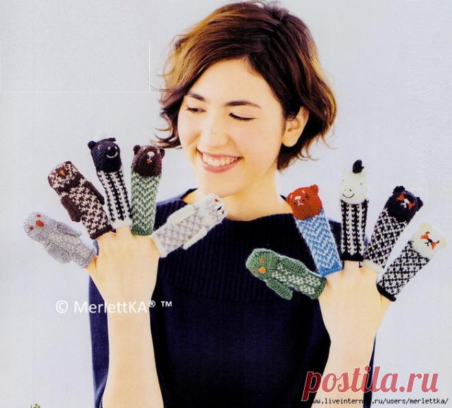 Вяжем спицами - Жаккардовые игрушки на пальцы (схемы)