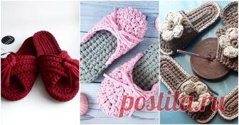 Уютные вязаные тапочки для дома: вяжем за один вечер ...