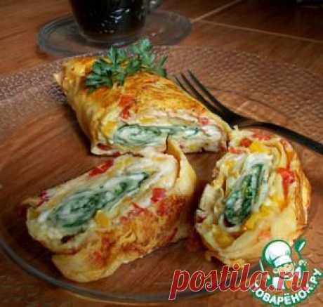 Омлетный ролл с овощами - кулинарный рецепт